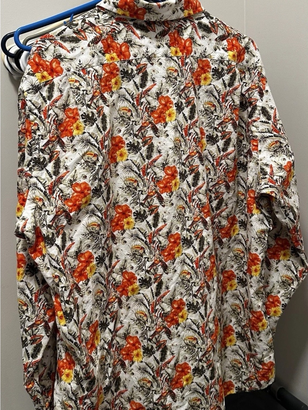 Daniel Cremieux White Shirt with Orange and Yellow Floral Print